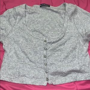 Brandy Melville Grey Button Down Top